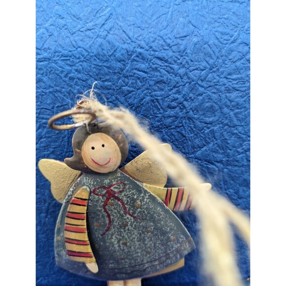 Christmas Ornament Lot 3 Rustic Primitive Farmhouse Folk Art  Metal Santa, Angel - Picture 14 of 16